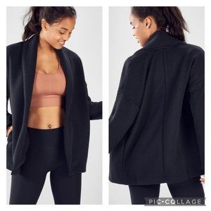 FABLETICS Vanessa Quilted Open Cardigan Jacket  XS Oversize Black Pockets
